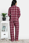 Zivame Checkered Charm Flannel Pyjama Set - Maroon Banner — thumbnail 4